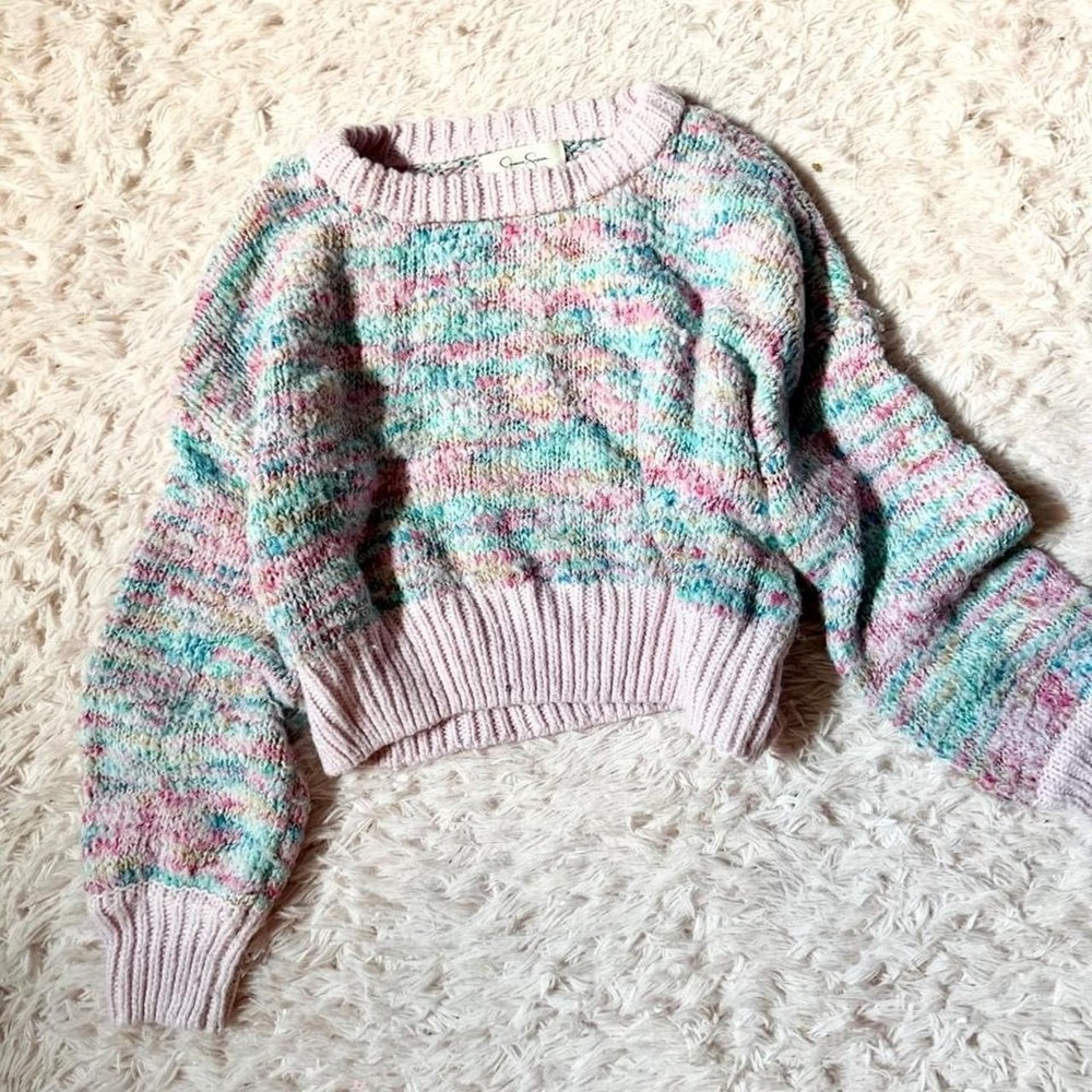 Coquette Twee Feminine Pastel Fairy Cropped Oversized Sweater Womens S Whimsical